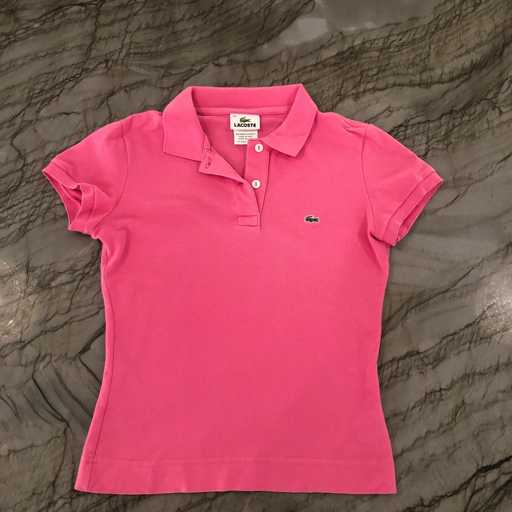 Pink Lacoste polo